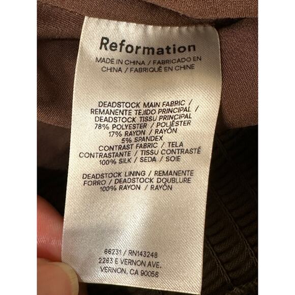 Reformation Melanie Lace Trim Crop Top Brown Cream Size 6 NWOT Sweetheart Neck - Picture 14 of 14